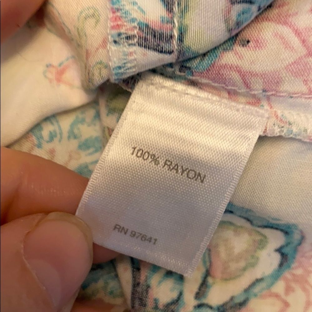 2/$15‎ J Jill tank top silky floral white and blue - Picture 6 of 6